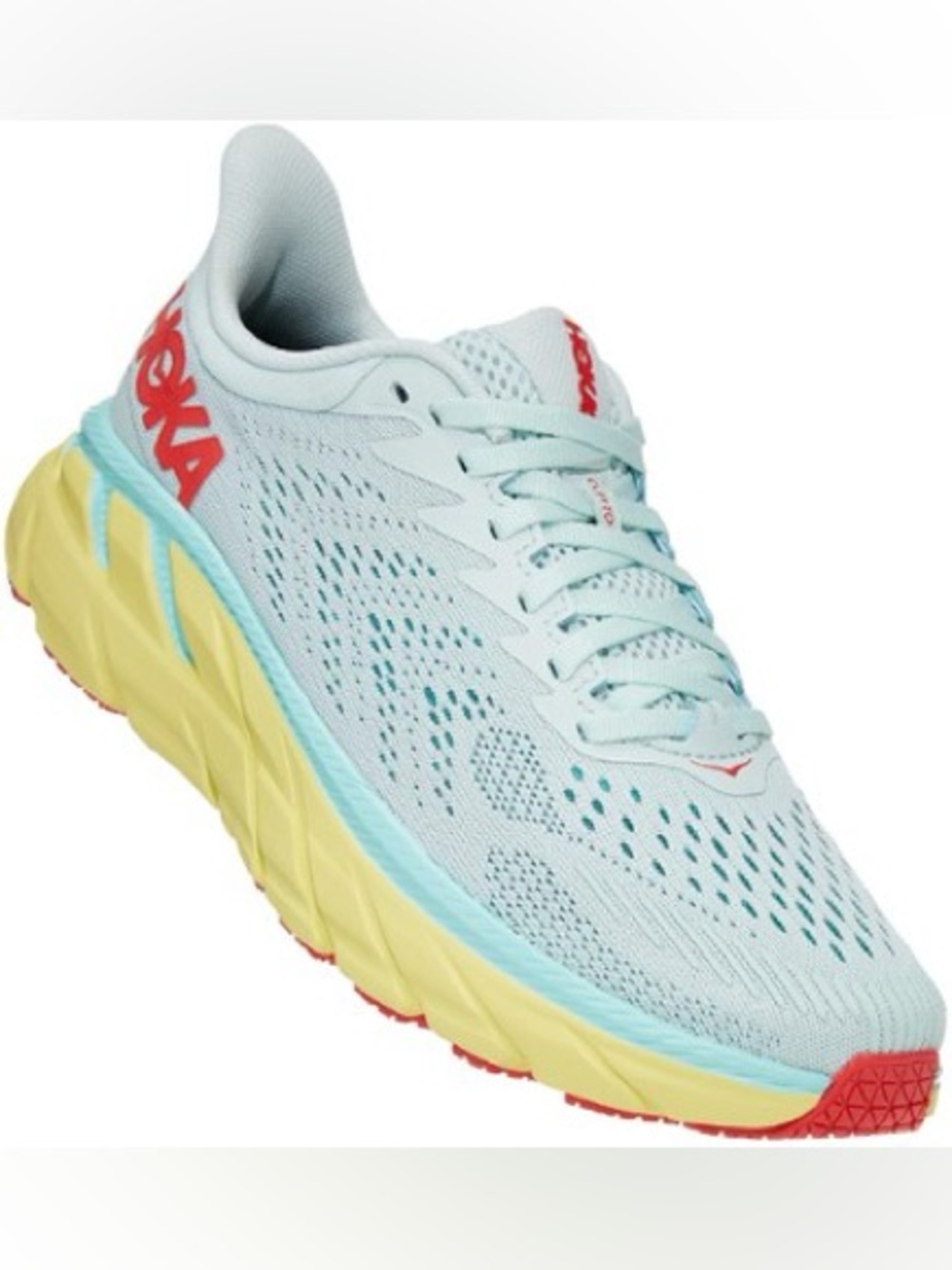 Hoka | Women’s Clifton 7 | 8.5 | Morning Mist and Hot Coral